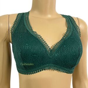 Victorias Secret Lightly Padded crochet lace bralette bra green large